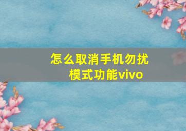 怎么取消手机勿扰模式功能vivo