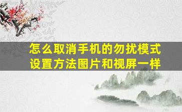 怎么取消手机的勿扰模式设置方法图片和视屏一样