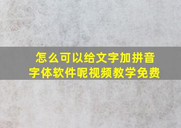 怎么可以给文字加拼音字体软件呢视频教学免费