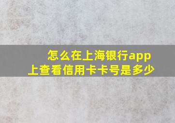 怎么在上海银行app上查看信用卡卡号是多少