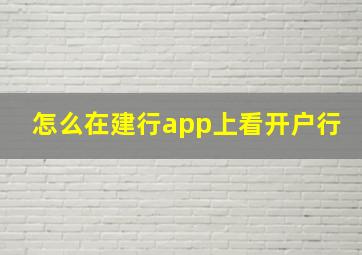 怎么在建行app上看开户行