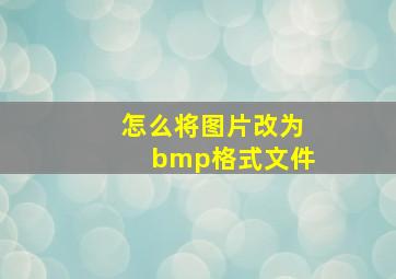 怎么将图片改为bmp格式文件