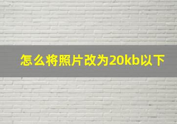 怎么将照片改为20kb以下