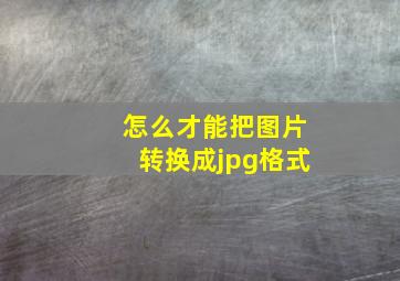 怎么才能把图片转换成jpg格式