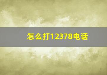 怎么打12378电话