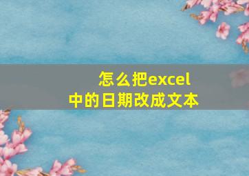 怎么把excel中的日期改成文本