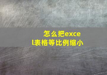 怎么把excel表格等比例缩小