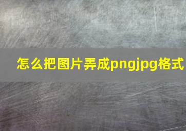 怎么把图片弄成pngjpg格式