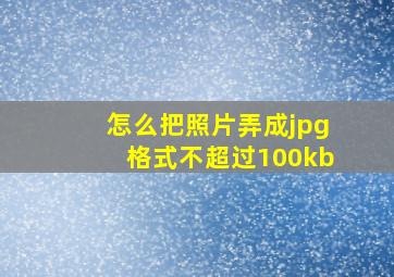 怎么把照片弄成jpg格式不超过100kb