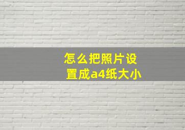 怎么把照片设置成a4纸大小