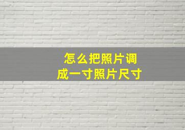 怎么把照片调成一寸照片尺寸