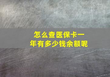 怎么查医保卡一年有多少钱余额呢