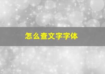 怎么查文字字体