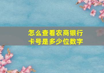 怎么查看农商银行卡号是多少位数字