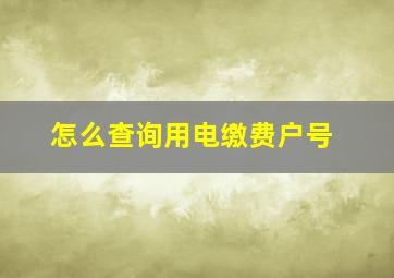 怎么查询用电缴费户号