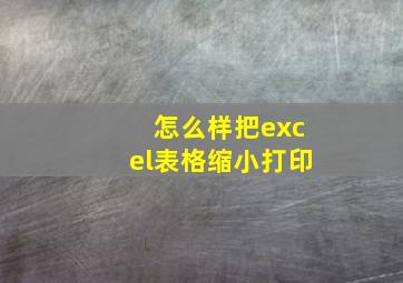 怎么样把excel表格缩小打印