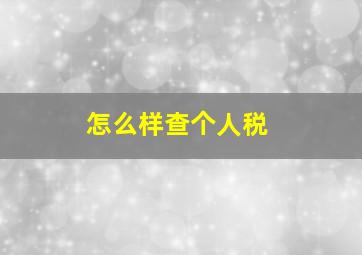 怎么样查个人税