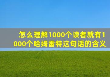 怎么理解1000个读者就有1000个哈姆雷特这句话的含义