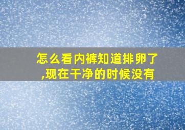 怎么看内裤知道排卵了,现在干净的时候没有