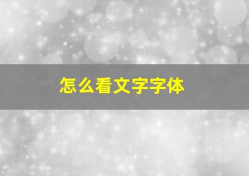 怎么看文字字体