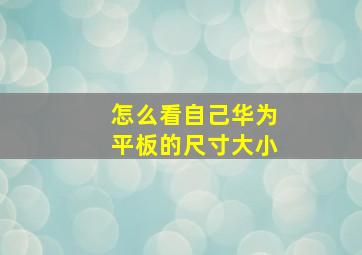 怎么看自己华为平板的尺寸大小