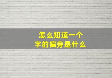 怎么知道一个字的偏旁是什么