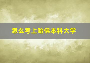 怎么考上哈佛本科大学