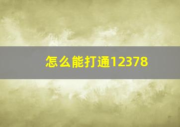 怎么能打通12378