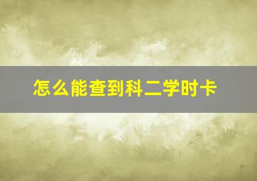 怎么能查到科二学时卡