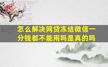 怎么解决网贷冻结微信一分钱都不能用吗是真的吗