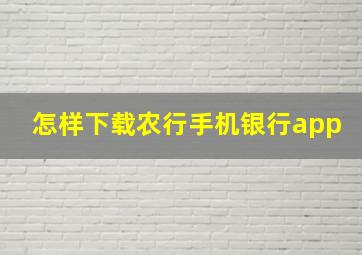 怎样下载农行手机银行app