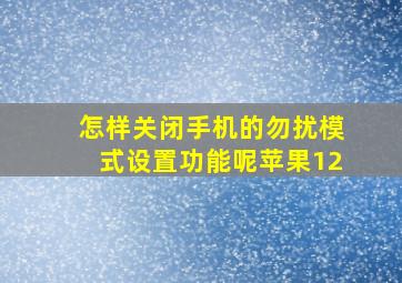 怎样关闭手机的勿扰模式设置功能呢苹果12