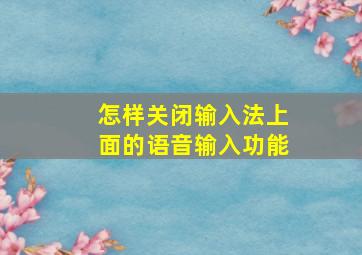 怎样关闭输入法上面的语音输入功能