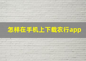 怎样在手机上下载农行app