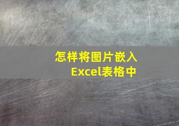 怎样将图片嵌入Excel表格中