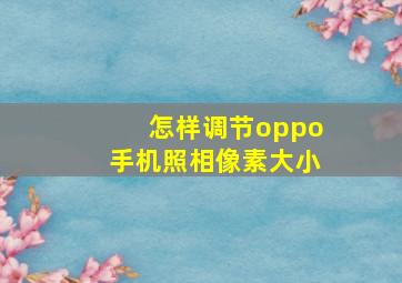 怎样调节oppo手机照相像素大小