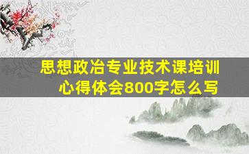 思想政冶专业技术课培训心得体会800字怎么写