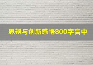 思辨与创新感悟800字高中