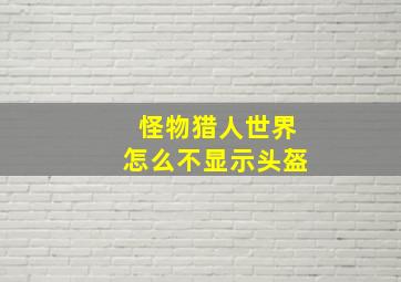 怪物猎人世界怎么不显示头盔