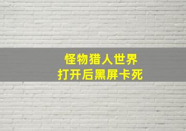 怪物猎人世界打开后黑屏卡死