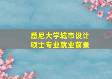 悉尼大学城市设计硕士专业就业前景