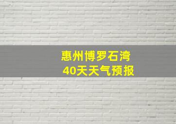 惠州博罗石湾40天天气预报