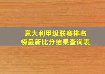 意大利甲级联赛排名榜最新比分结果查询表