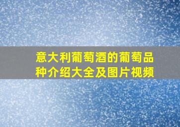 意大利葡萄酒的葡萄品种介绍大全及图片视频