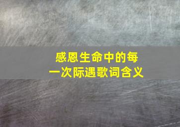 感恩生命中的每一次际遇歌词含义