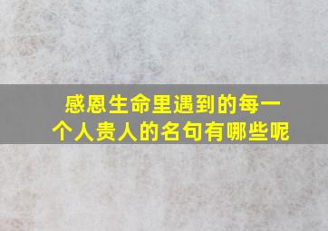 感恩生命里遇到的每一个人贵人的名句有哪些呢