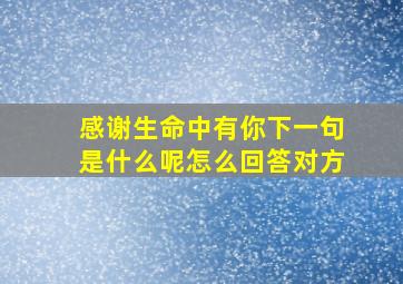 感谢生命中有你下一句是什么呢怎么回答对方