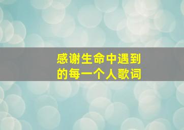 感谢生命中遇到的每一个人歌词