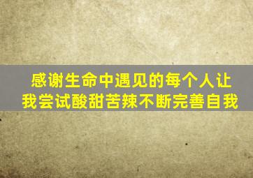 感谢生命中遇见的每个人让我尝试酸甜苦辣不断完善自我