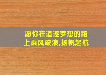 愿你在追逐梦想的路上乘风破浪,扬帆起航